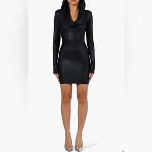 Naked wardrobe DRIP HOODIE MINI DRESS - BLACK / S